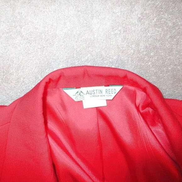 Vtg Austin Reed Women's Blazer Jacket Size 12 Red Worsted Wool Lined Pockets USA - Picture 11 of 12